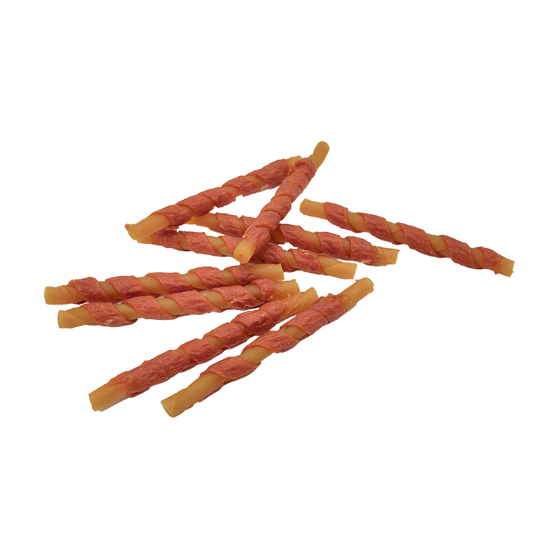 Single-Color Duck Strip-Wrapped Twisted Chew Stick – Long Lasting Dog Chew Treats  （12-12.5cm）
